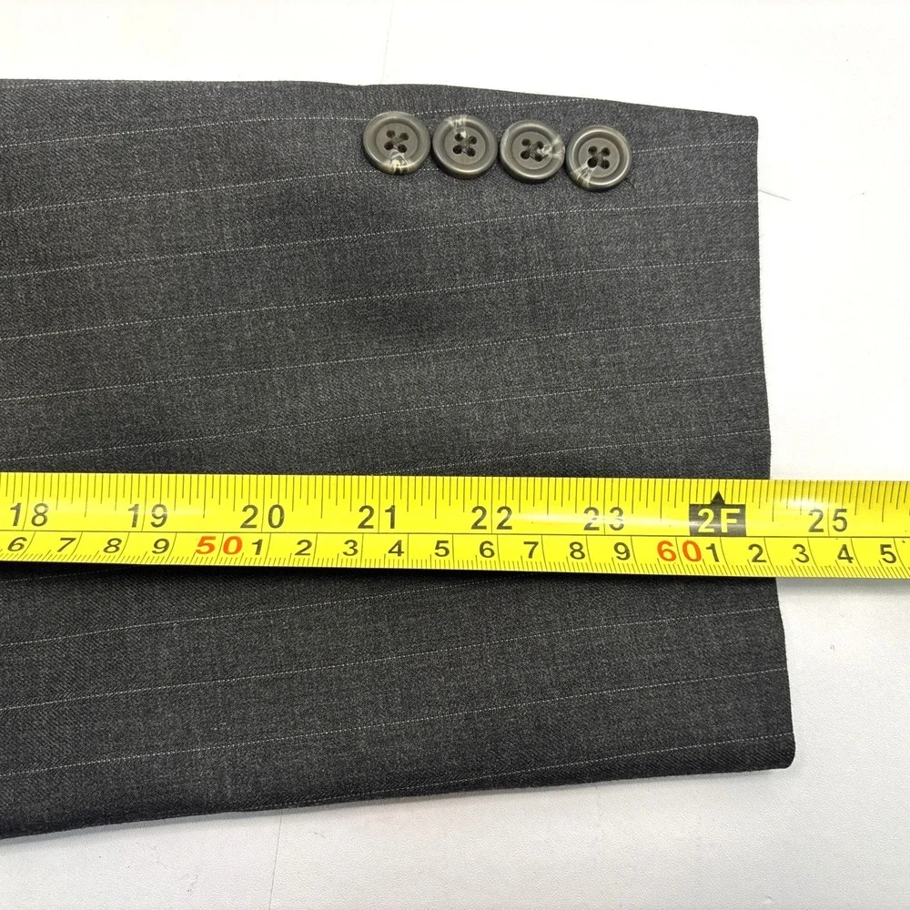 Ralph Lauren Mens Blazer Gray Pinstripe Wool 2 Button Suit Jacket Sport Coat 42R